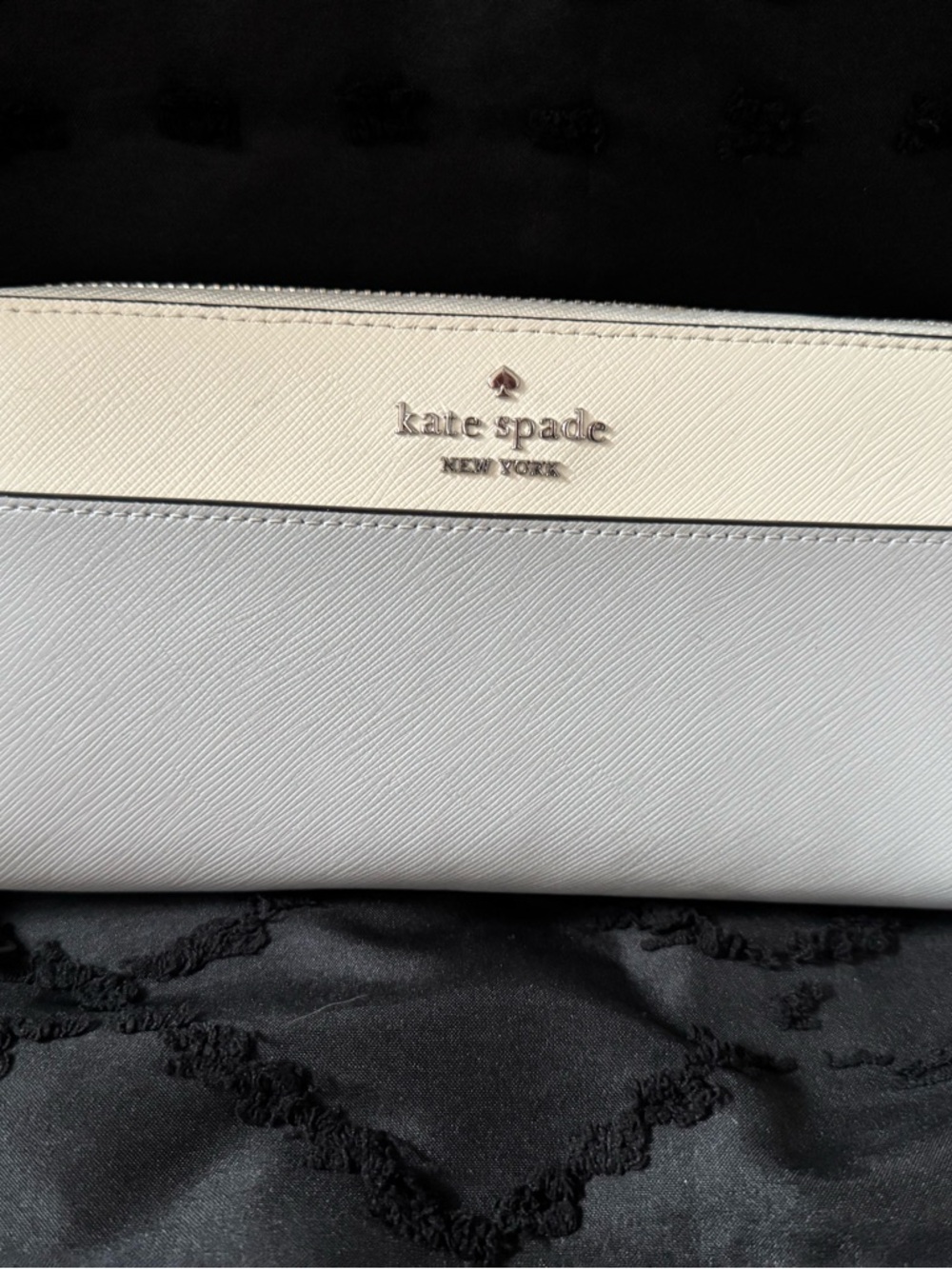 kate spade New York Two-Tone Leather Wallet - Cream & Light Gray/Blue